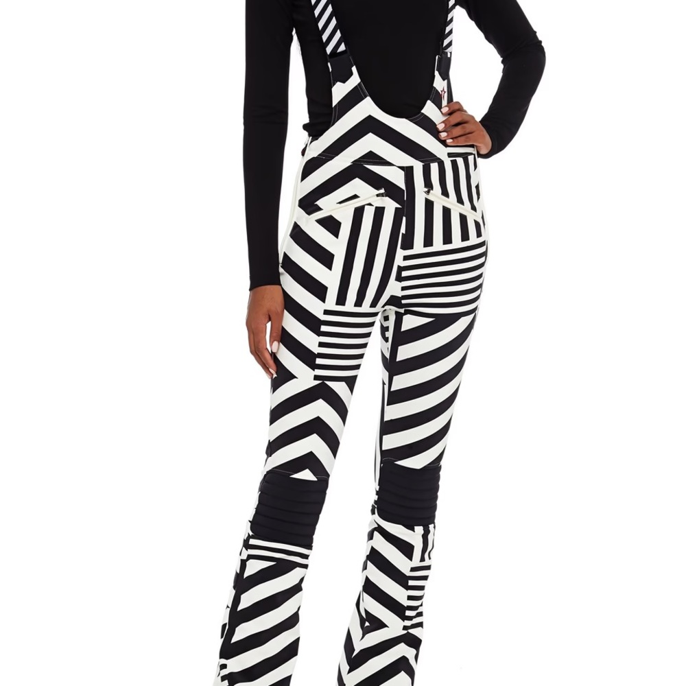 Perfect Moment Black and White Striped Flare Jumpsuit